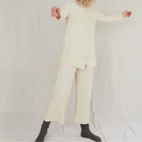 Sister Katie 100% Organic Cotton Gauze Cream Sally Button Front Shirt XS - Picture 6 of 7